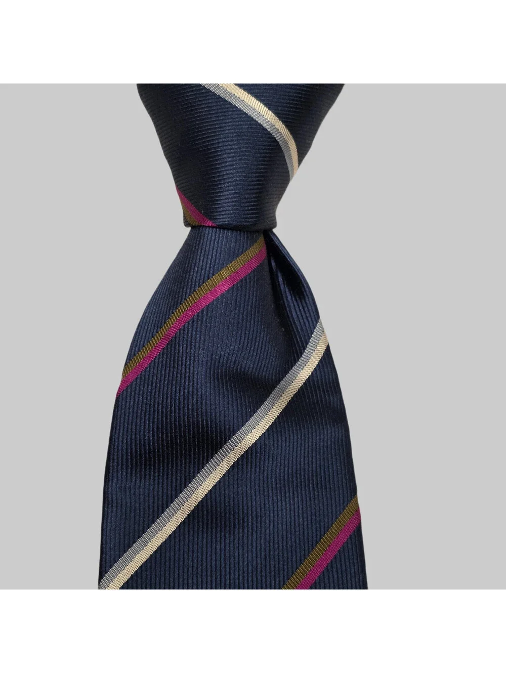 Charles Tyrwhitt Silk Necktie Navy Blue Striped regimental Woven Tie 60 x 3.5